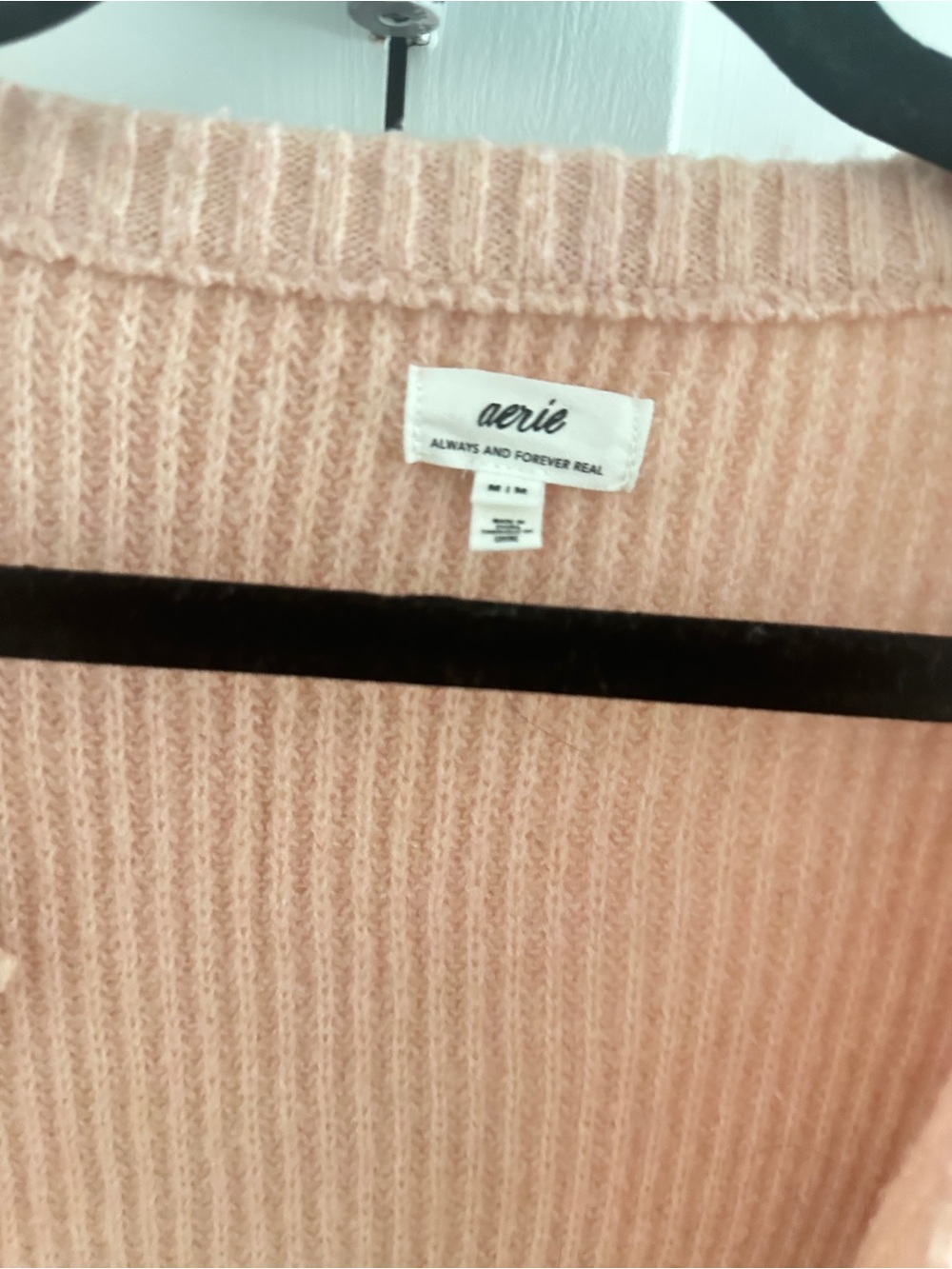 Aerie Unreal Short Sleeve Cardigan, Medium, Dusty Pink. - Picture 3 of 4